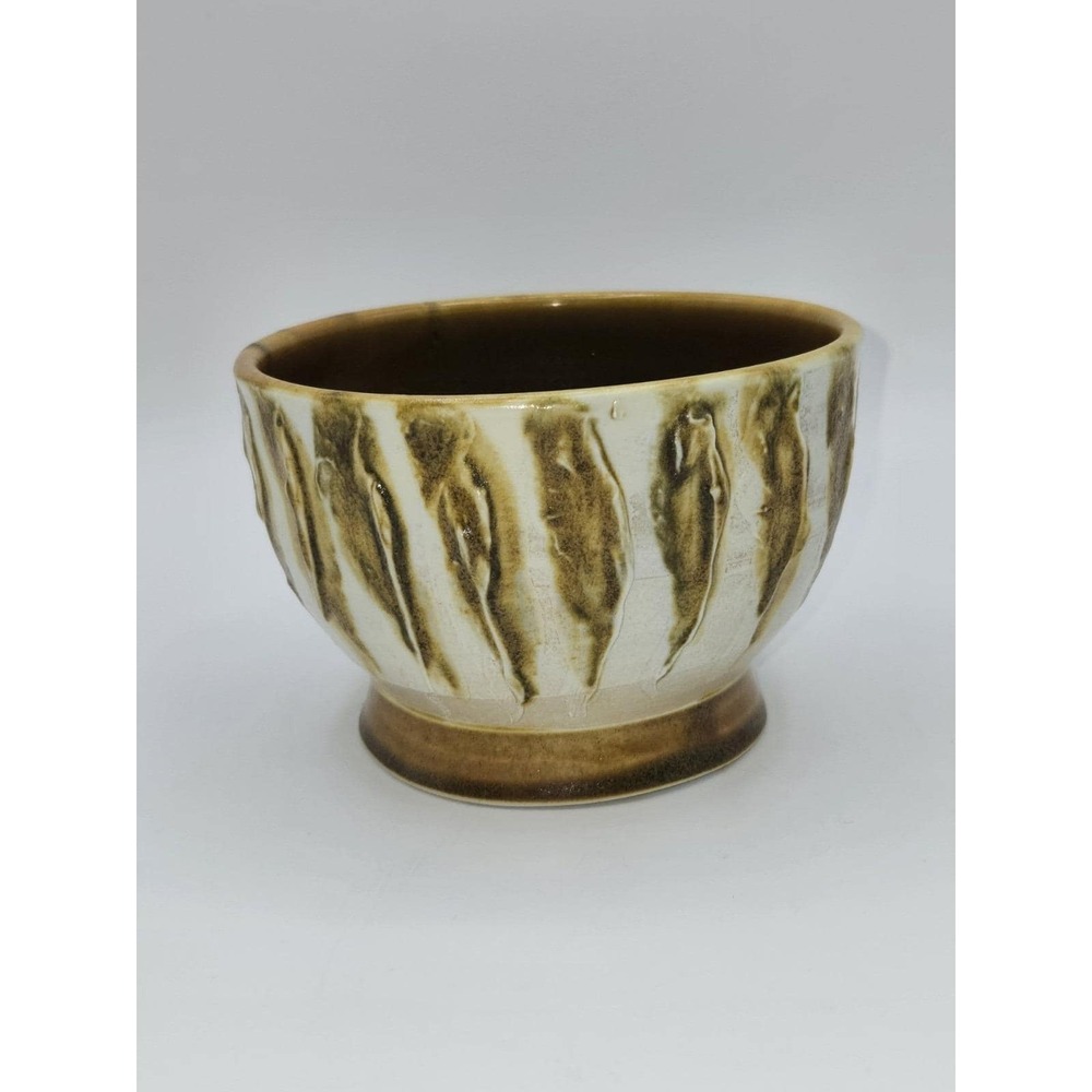 Studio Pottery Bowl Brown Drip Glaze Stoneware Pedestal Foot Mid Century Style - Picture 4 of 8
